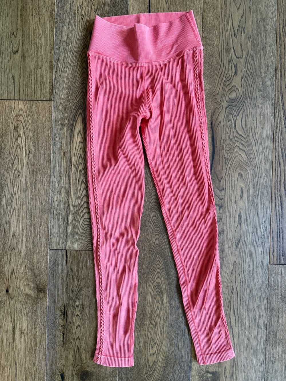 FP Movement by Free People Pink Ribbed Leggings with Side Braid